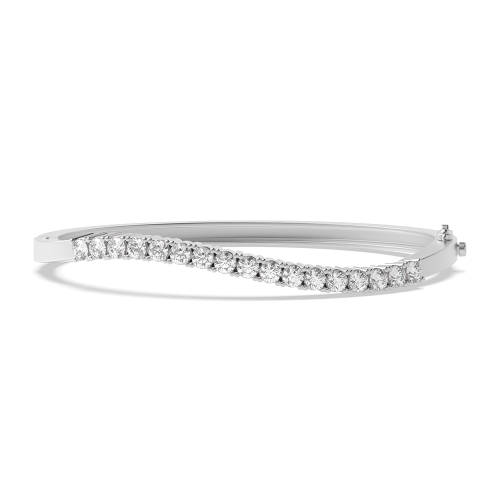 Bezel Setting Round White Gold Bangles Bracelet