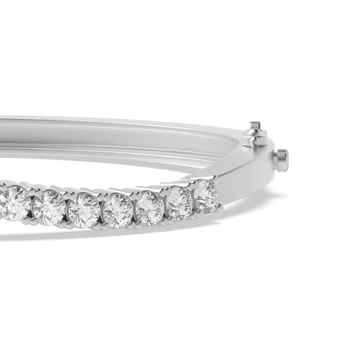 Bezel Setting Round White Gold Bangles Bracelet