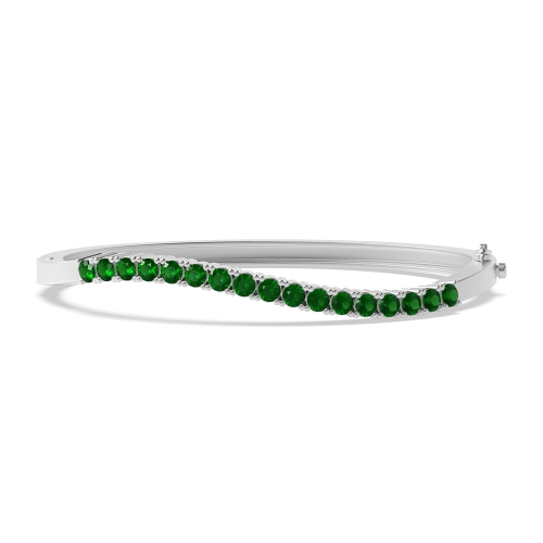 Bezel Setting Round Wave Emerald Diamond Bracelets