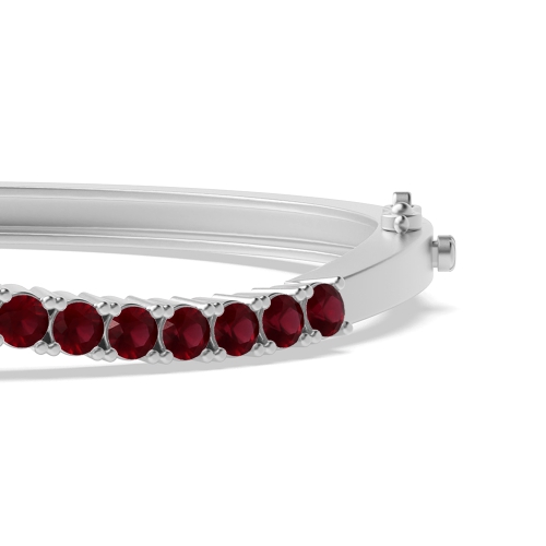 Bezel Setting Round Wave Ruby Bangles Diamond Bracelets