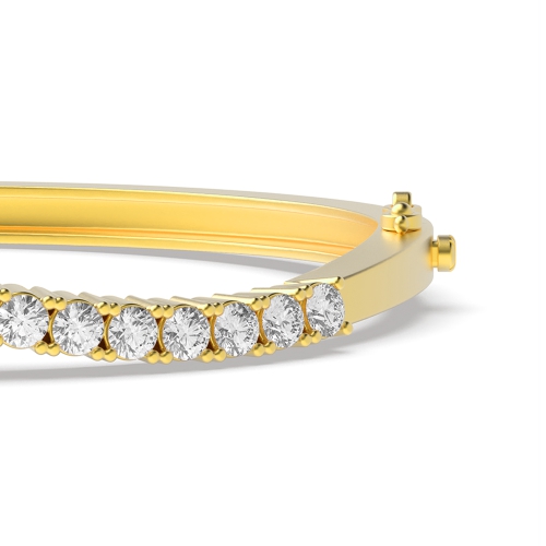 Bezel Setting Round Yellow Gold Wave Bangles Diamond Bracelets