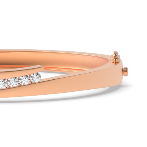 Bezel Setting Round Rose Gold bypass Bangles Bracelet