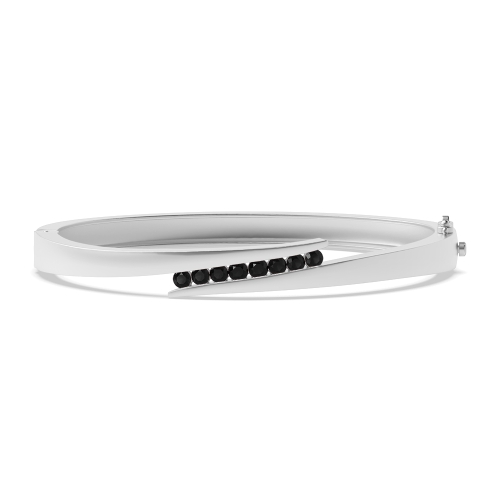 Bezel Setting Round Bypass Black Bangles Diamond Bracelets