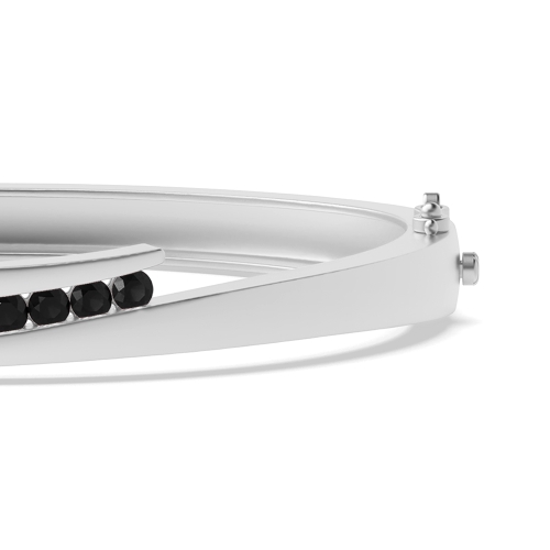 Bezel Setting Round Bypass Black Bangles Diamond Bracelets