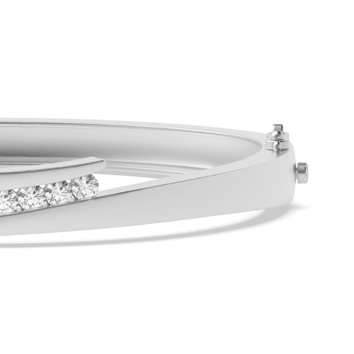 Bezel Setting Round White Gold Bangles Bracelet