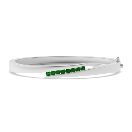Bezel Setting Round Bypass Emerald Diamond Bracelets