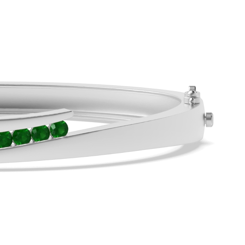 Bezel Setting Round Bypass Emerald Diamond Bracelets