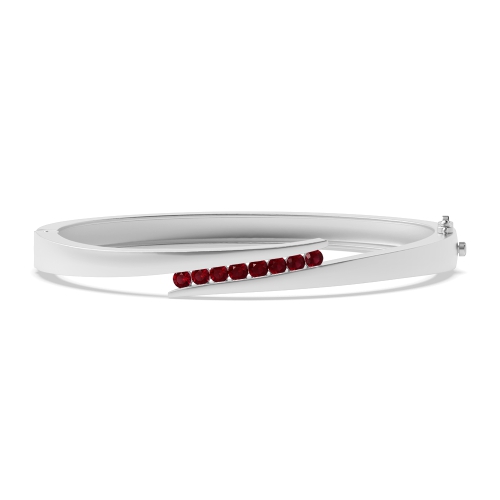 Bezel Setting Round Bypass Ruby Bangles Diamond Bracelets