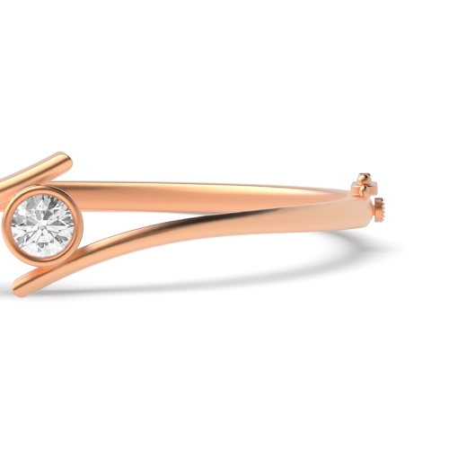 Bezel Setting Round Rose Gold contemporary bypass Bangles Bracelet