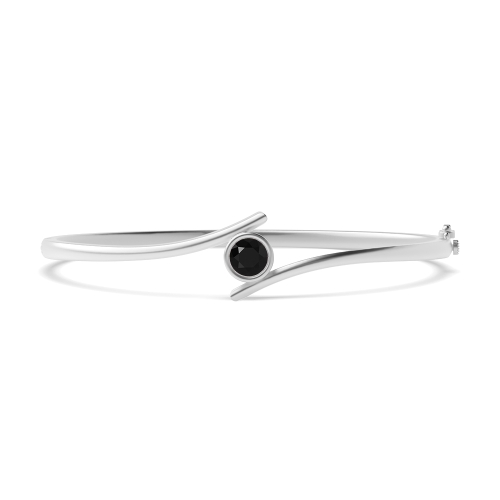Bezel Setting Round Contemporary bypass Black Bangles Diamond Bracelets
