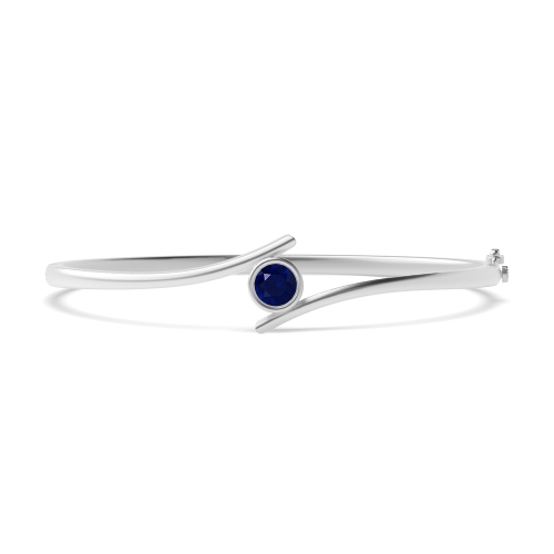 Bezel Setting Round Contemporary bypass Blue Sapphire Bangles Diamond Bracelets