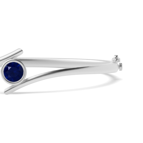 Bezel Setting Round Contemporary bypass Blue Sapphire Bangles Diamond Bracelets