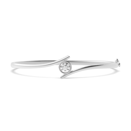 Bezel Setting Round White Gold Bangles Bracelet