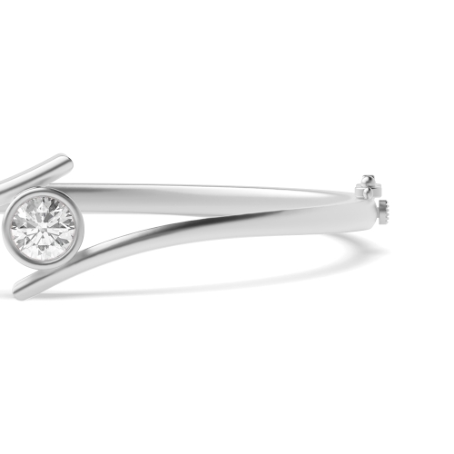 Bezel Setting Round White Gold Bangles Bracelet