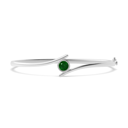 Bezel Setting Round Contemporary bypass Emerald Diamond Bracelets