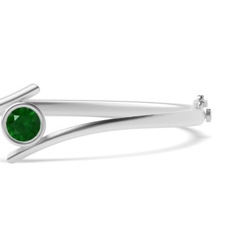 Bezel Setting Round Contemporary bypass Emerald Diamond Bracelets