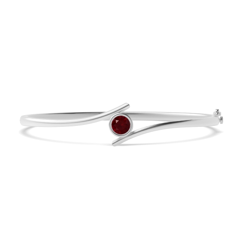 Bezel Setting Round Contemporary bypass Ruby Bangles Diamond Bracelets
