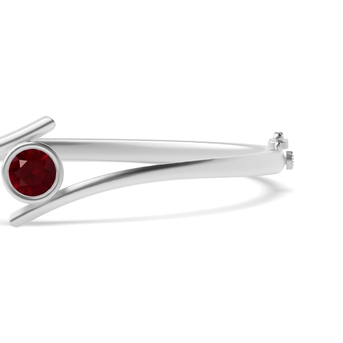 Bezel Setting Round Contemporary bypass Ruby Bangles Diamond Bracelets