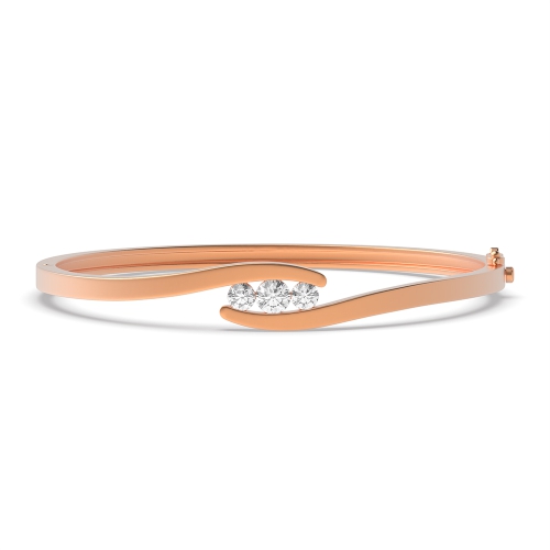 Bezel Setting Round Rose Gold 3 stone bypass Bangles Bracelet