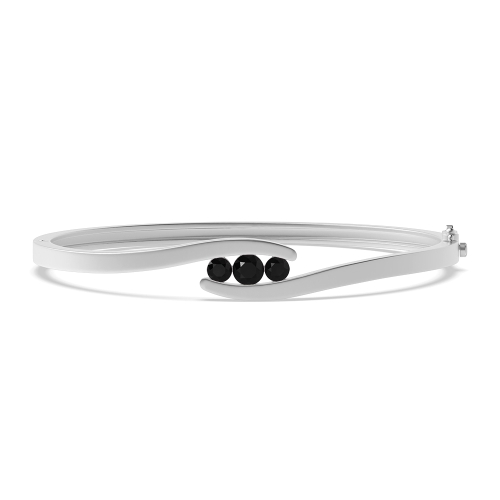 Bezel Setting Round 3 stone bypass Black Bangles Diamond Bracelets