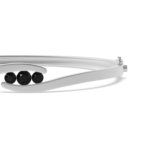 Bezel Setting Round 3 stone bypass Black Bangles Diamond Bracelets