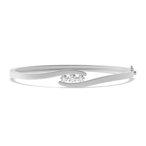 Bezel Setting Round White Gold Bangles Bracelet