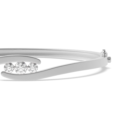 Bezel Setting Round White Gold Bangles Bracelet