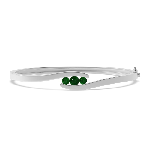 Bezel Setting Round 3 stone bypass Emerald Diamond Bracelets