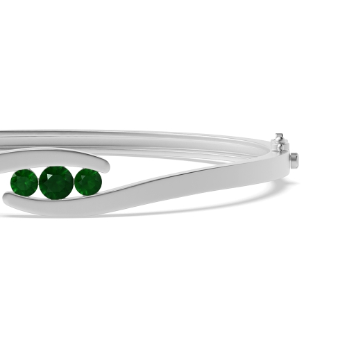 Bezel Setting Round 3 stone bypass Emerald Diamond Bracelets