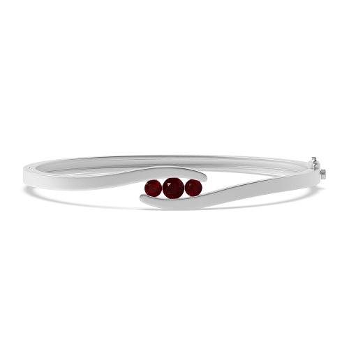 Bezel Setting Round 3 stone bypass Ruby Bangles Diamond Bracelets