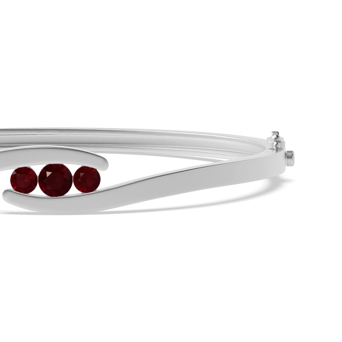 Bezel Setting Round 3 stone bypass Ruby Bangles Diamond Bracelets
