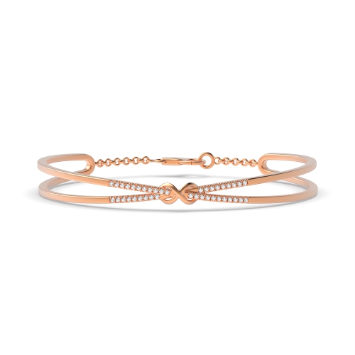 Bezel Setting Round Rose Gold Evening Bangles Bracelet