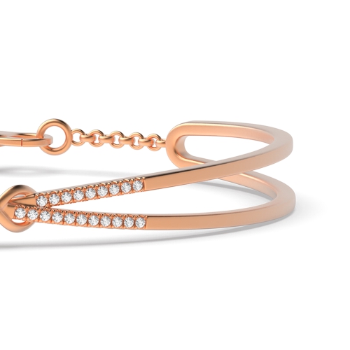 Bezel Setting Round Rose Gold Evening Bangles Bracelet