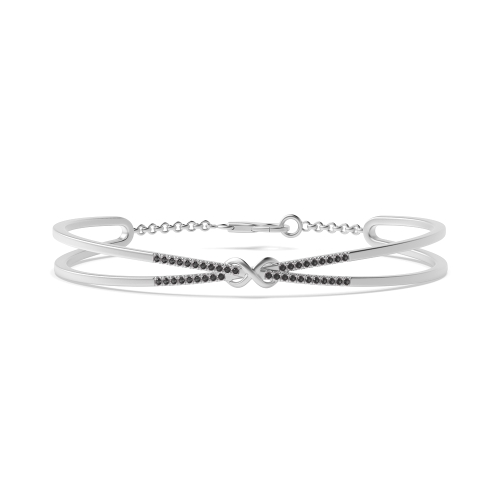 Bezel Setting Round Knot Black Bangles Diamond Bracelets