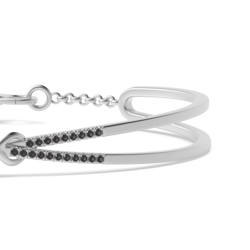 Bezel Setting Round Knot Black Bangles Diamond Bracelets