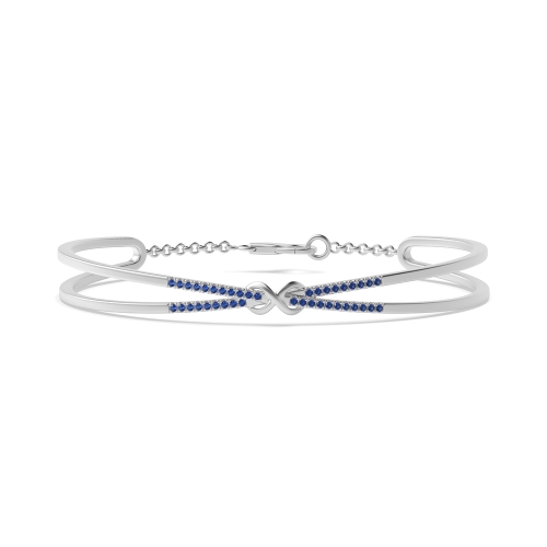 Bezel Setting Round Knot Blue Sapphire Bangles Diamond Bracelets