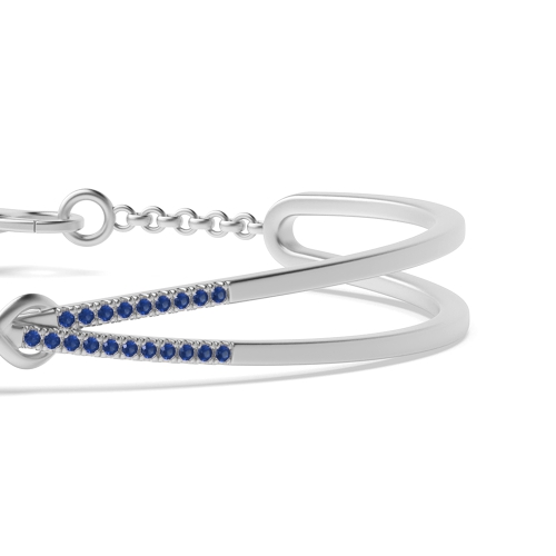 Bezel Setting Round Knot Blue Sapphire Bangles Diamond Bracelets