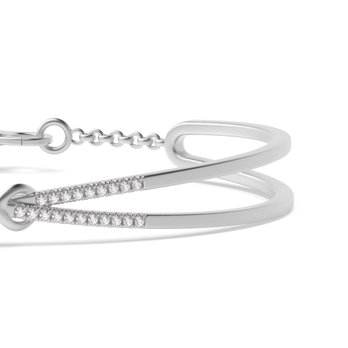 Bezel Setting Round White Gold Bangles Bracelet