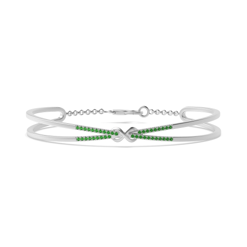 Bezel Setting Round Knot Emerald Bangles Diamond Bracelets
