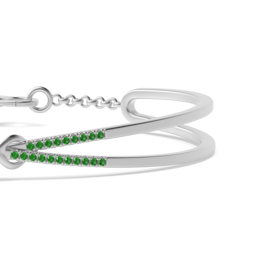 Bezel Setting Round Knot Emerald Bangles Diamond Bracelets