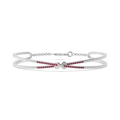 Bezel Setting Round Knot Ruby Bangles Diamond Bracelets