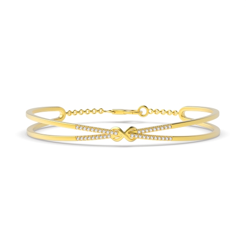Bezel Setting Round Yellow Gold Knot Bangles Diamond Bracelets