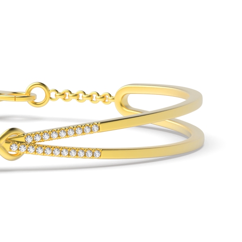 Bezel Setting Round Yellow Gold Knot Bangles Diamond Bracelets