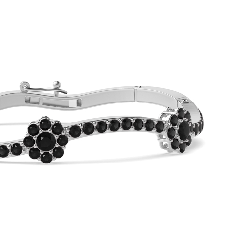 Bezel Setting Round Snowflake curved Black Bangles Diamond Bracelets