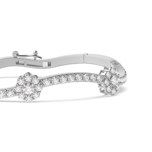 Bezel Setting Round White Gold Bangles Bracelet