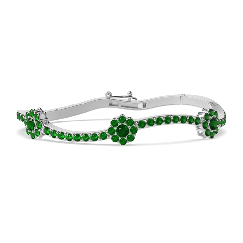 Bezel Setting Round Snowflake curved Emerald Bangles Diamond Bracelets