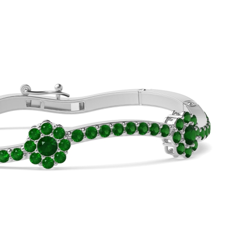 Bezel Setting Round Snowflake curved Emerald Bangles Diamond Bracelets