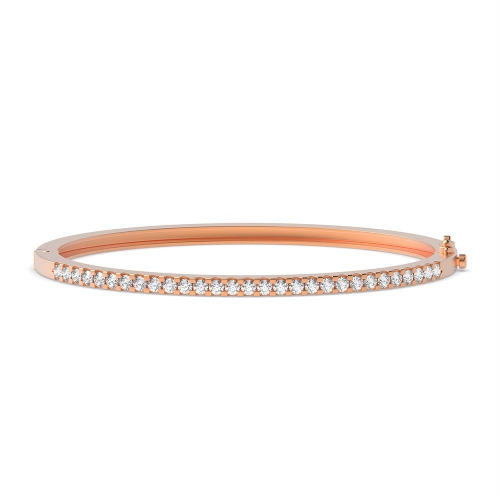 Bezel Setting Round Rose Gold Elegant Bangles Bracelet