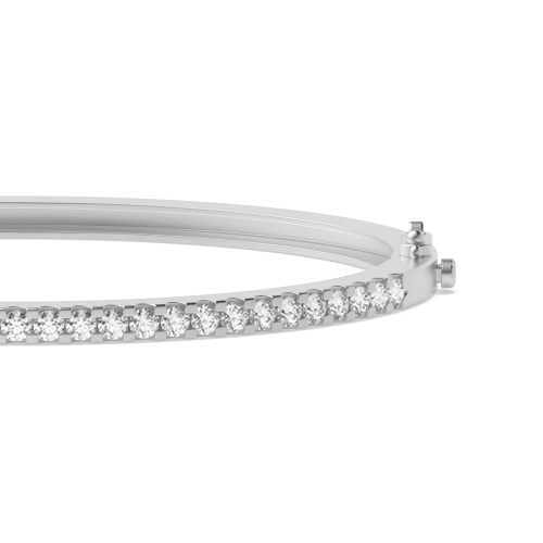 Bezel Setting Round White Gold Bangles Bracelet