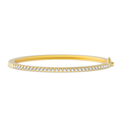 Bezel Setting Round Yellow Gold Elegant Bangles Diamond Bracelets